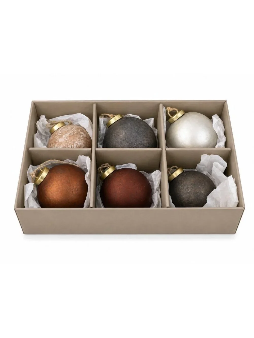 Crate And Barrel Leanne Ford Rizzo Textured Ball Christmas Ornaments Set In Box